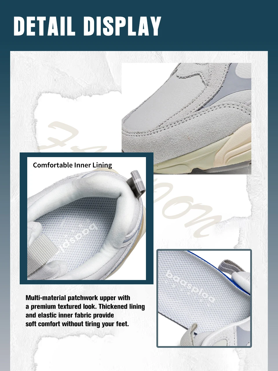 Baasploa Couple Walking Shoes Fashion Chunky Sneakers for Men Women Comfort Leather Trainers Cushioned Casual Sports Shoes