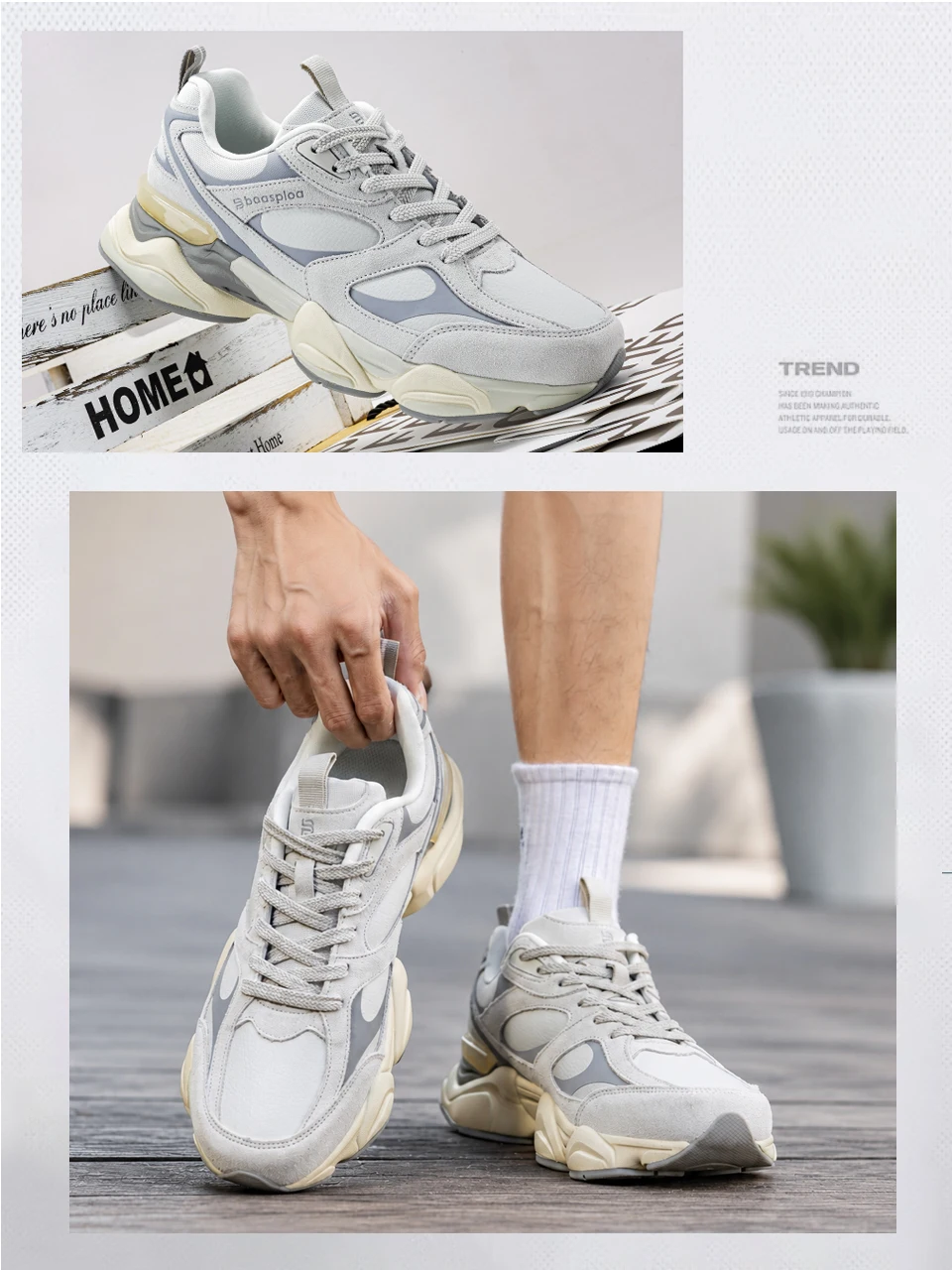 Baasploa Couple Walking Shoes Fashion Chunky Sneakers for Men Women Comfort Leather Trainers Cushioned Casual Sports Shoes
