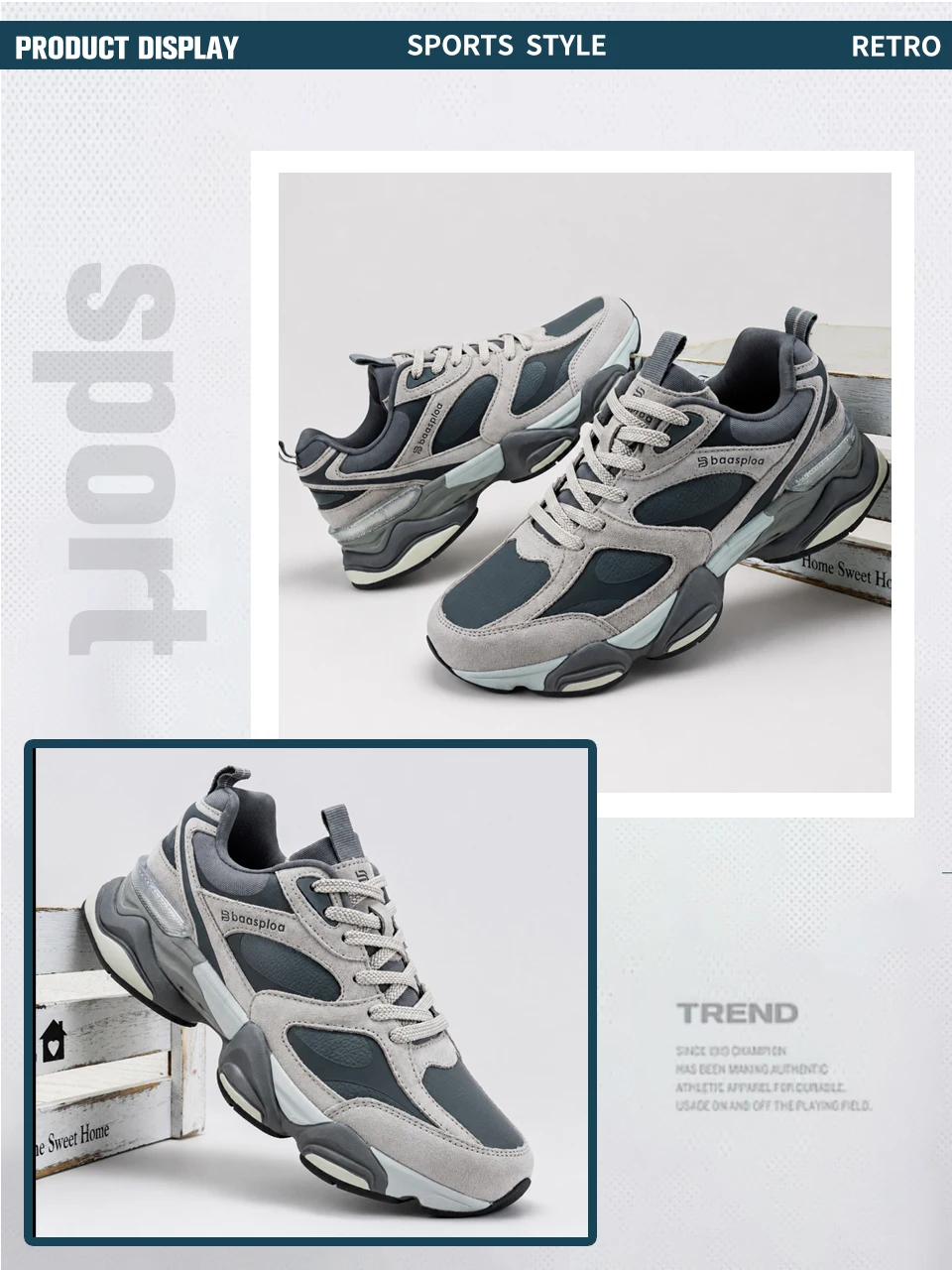 Baasploa Couple Walking Shoes Fashion Chunky Sneakers for Men Women Comfort Leather Trainers Cushioned Casual Sports Shoes