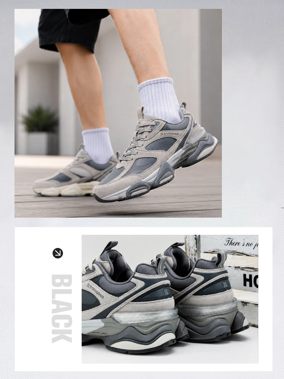 Baasploa Couple Walking Shoes Fashion Chunky Sneakers for Men Women Comfort Leather Trainers Cushioned Casual Sports Shoes