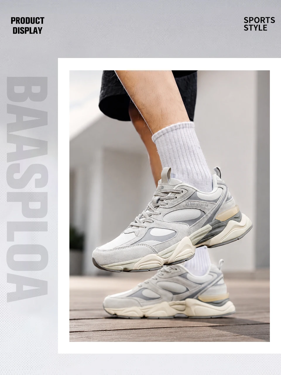 Baasploa Couple Walking Shoes Fashion Chunky Sneakers for Men Women Comfort Leather Trainers Cushioned Casual Sports Shoes