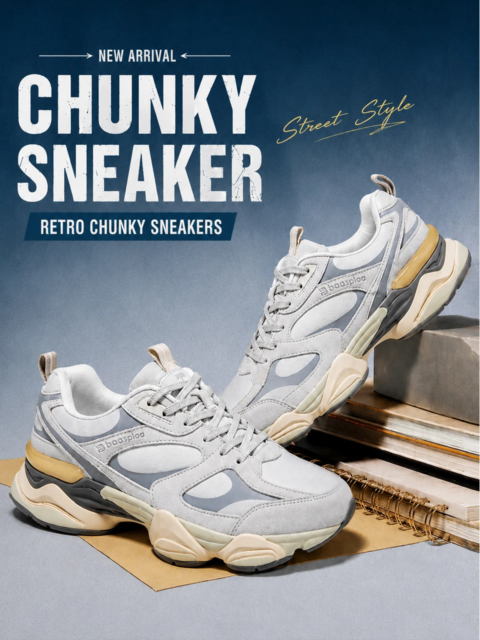 Baasploa Couple Walking Shoes Fashion Chunky Sneakers for Men Women Comfort Leather Trainers Cushioned Casual Sports Shoes