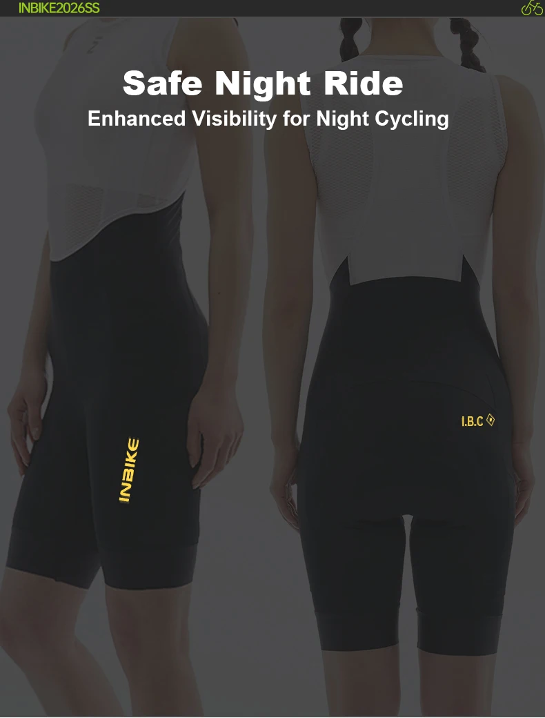 INBIKE Summer Women Cycling Bib Shorts Breathable 3D Padded MTB Bicycle Shorts with Shoulder Straps Bike Biking Bib Shorts Pants