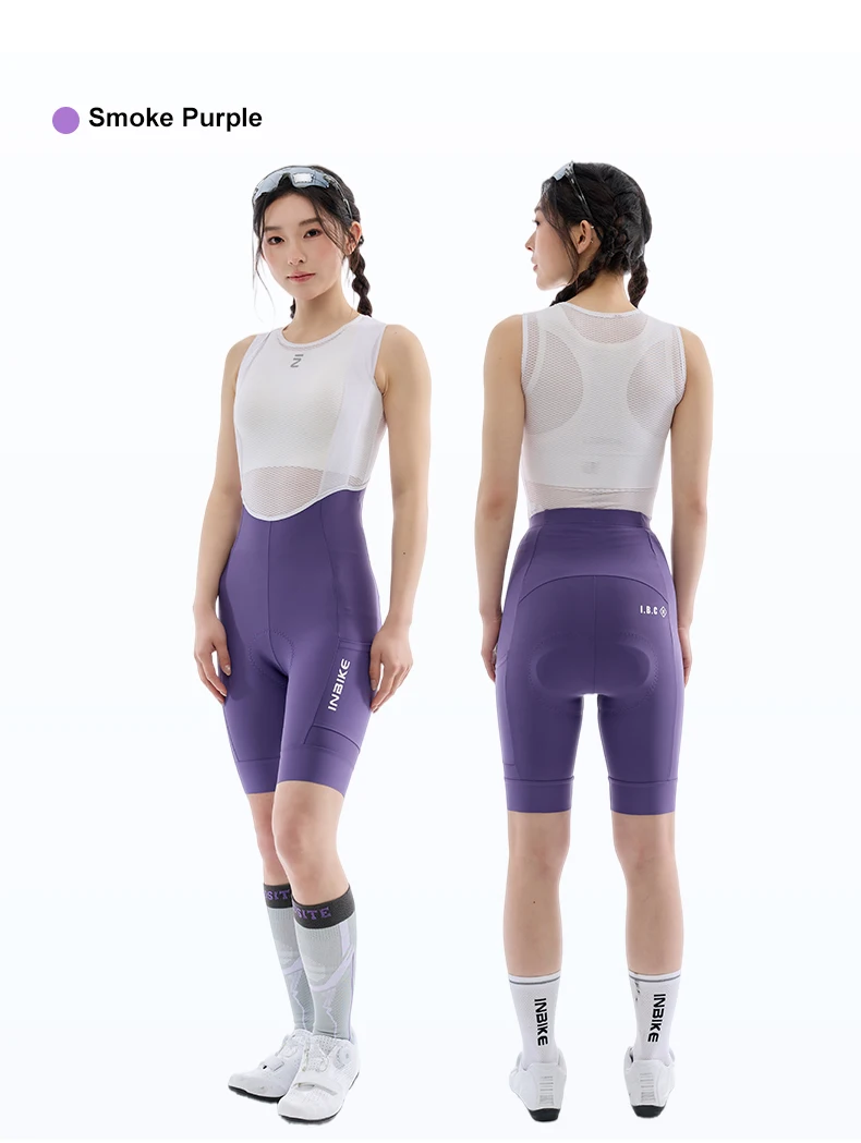 INBIKE Summer Women Cycling Bib Shorts Breathable 3D Padded MTB Bicycle Shorts with Shoulder Straps Bike Biking Bib Shorts Pants