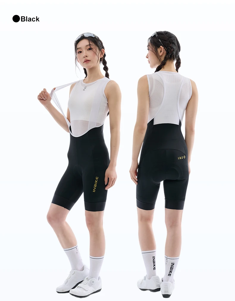 INBIKE Summer Women Cycling Bib Shorts Breathable 3D Padded MTB Bicycle Shorts with Shoulder Straps Bike Biking Bib Shorts Pants