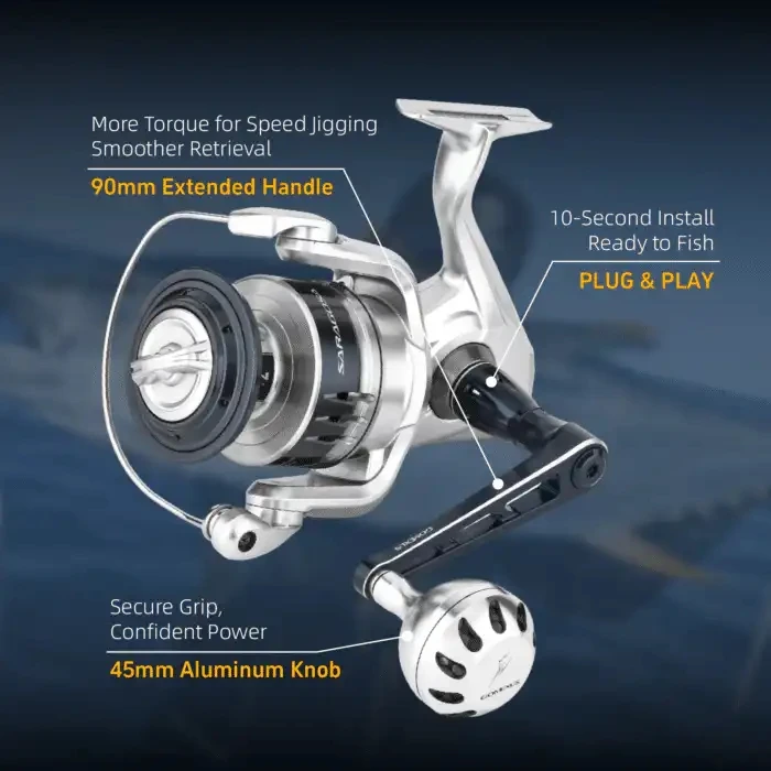 GOMEXU Spinning Reel Saltwater Handle 70mm/90mm With 45mm Knob Compatible Shimano Saragosa SW 5000 6000 8000 14000