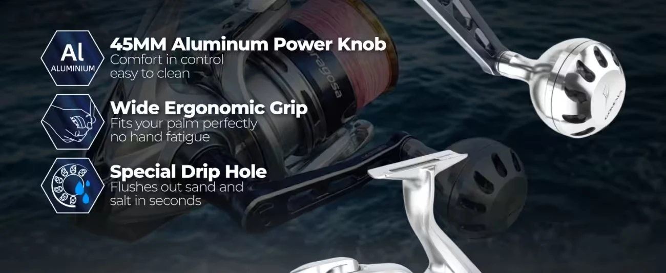 GOMEXU Spinning Reel Saltwater Handle 70mm/90mm With 45mm Knob Compatible Shimano Saragosa SW 5000 6000 8000 14000