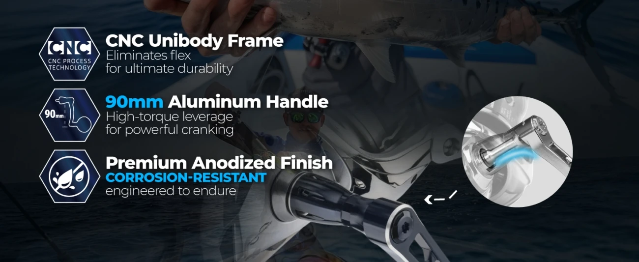 GOMEXU Spinning Reel Saltwater Handle 70mm/90mm With 45mm Knob Compatible Shimano Saragosa SW 5000 6000 8000 14000