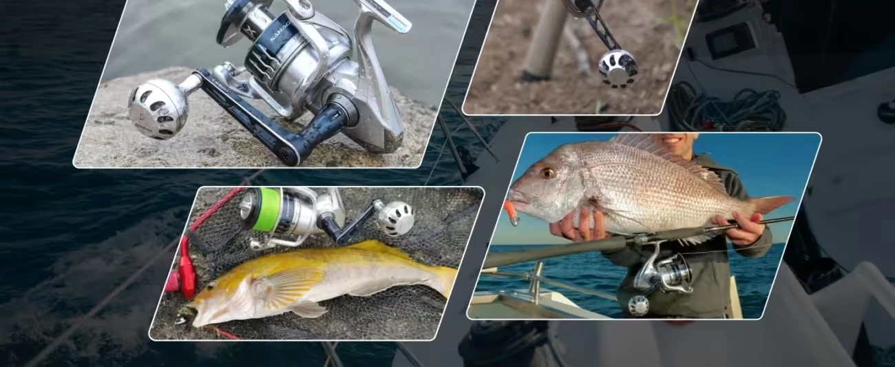 GOMEXU Spinning Reel Saltwater Handle 70mm/90mm With 45mm Knob Compatible Shimano Saragosa SW 5000 6000 8000 14000