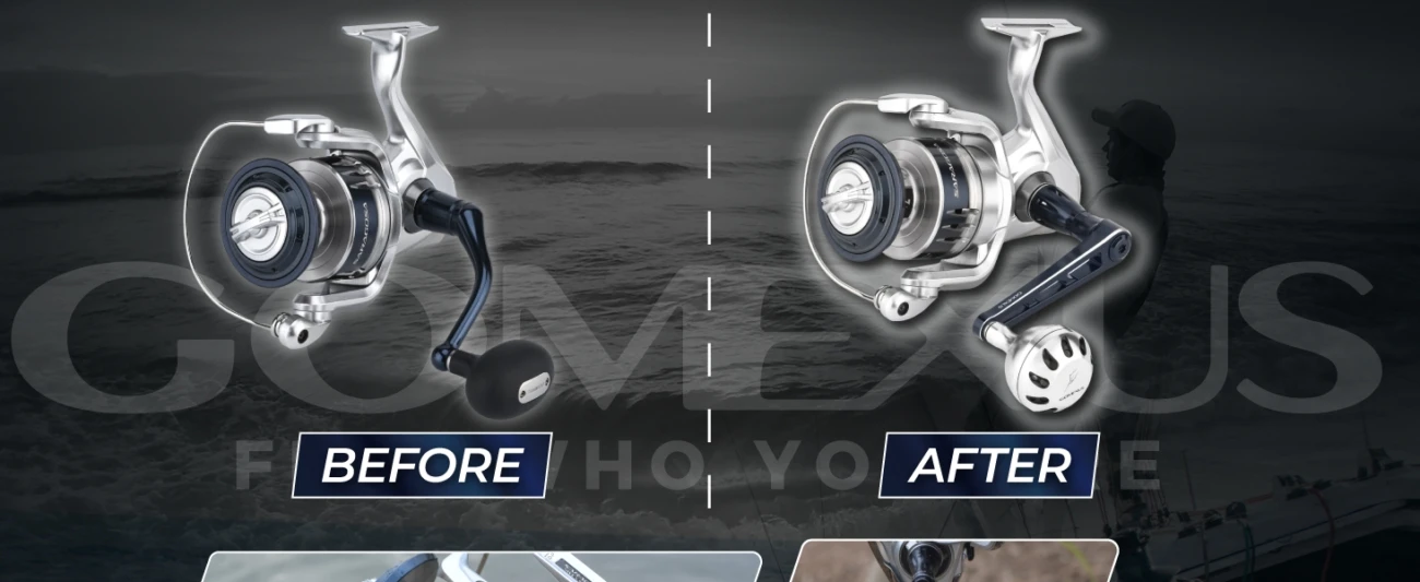 GOMEXU Spinning Reel Saltwater Handle 70mm/90mm With 45mm Knob Compatible Shimano Saragosa SW 5000 6000 8000 14000