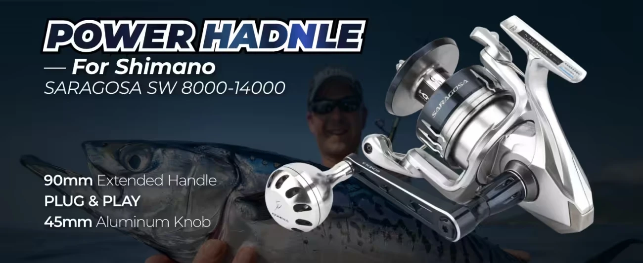 GOMEXU Spinning Reel Saltwater Handle 70mm/90mm With 45mm Knob Compatible Shimano Saragosa SW 5000 6000 8000 14000