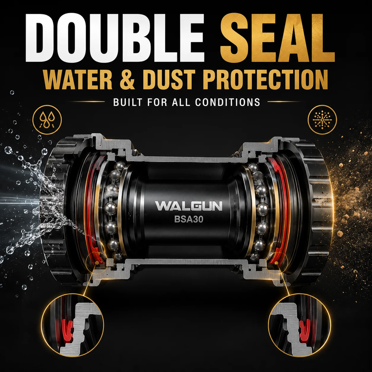 WALGUN BSA30 Ceramic Bottom Bracket AL7075 CNC Sealed Bearing 68-73mm BSA Thread for Road MTB Gravel Bike