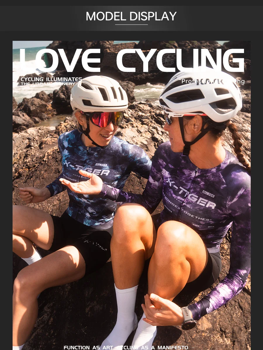X-TIGER Women's Long Sleeves Cycling Jersey Slim Fit Breathable Quick-drying Cycling Jersey Mtb Road Bike Pro Cycling Jersey