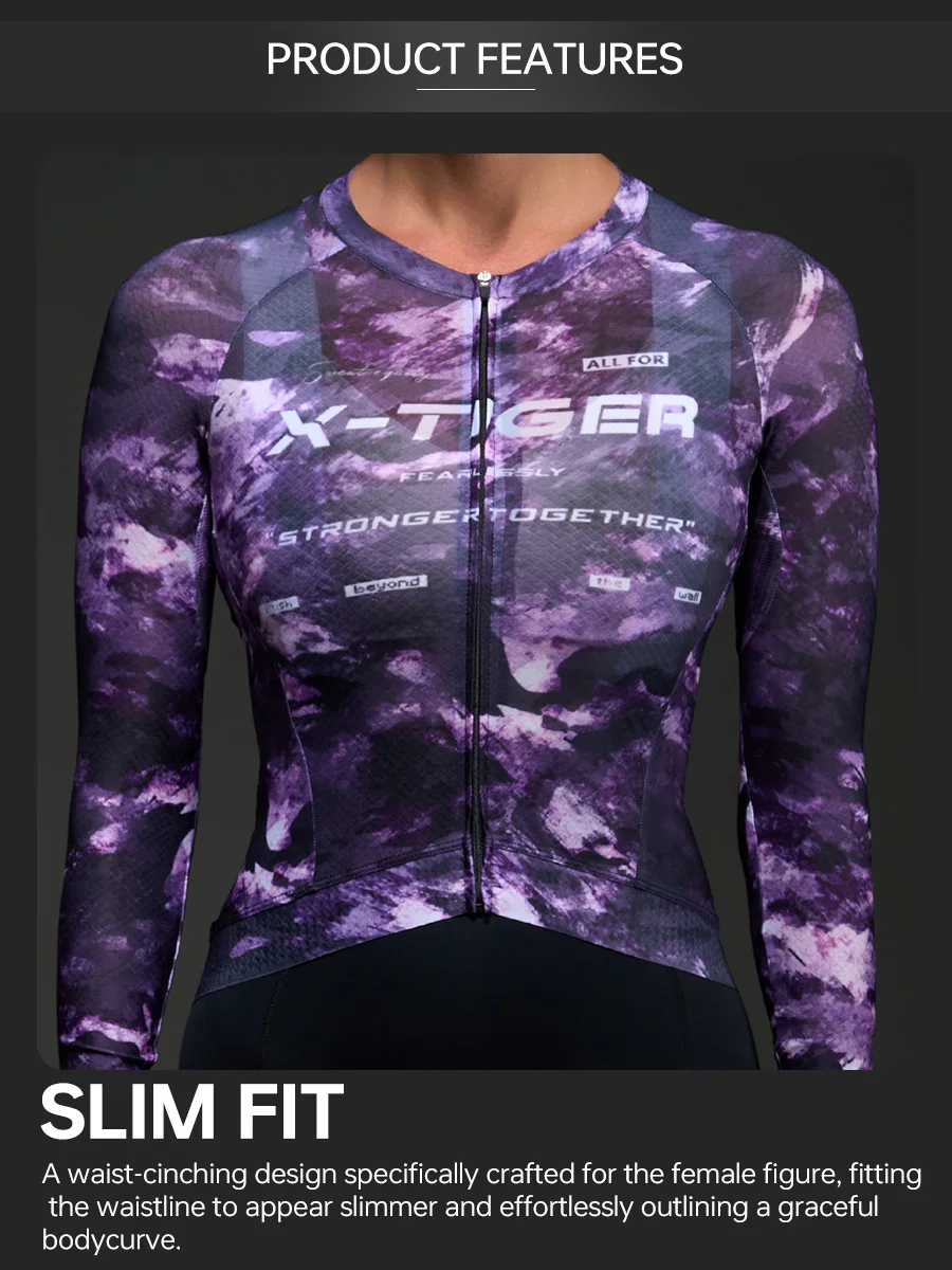X-TIGER Women's Long Sleeves Cycling Jersey Slim Fit Breathable Quick-drying Cycling Jersey Mtb Road Bike Pro Cycling Jersey