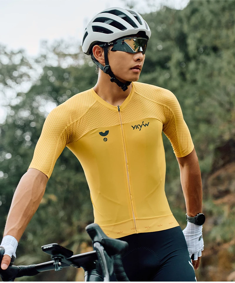 YKYWBIKE 2026 Men Summer Cycling Jersey 3D Cutting Anti-sweat Lightweight Quick Dry Road Bike Riding Tops Breathable Anti-slip