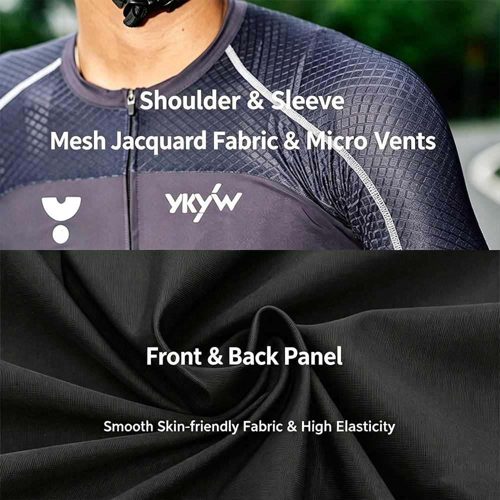 YKYWBIKE 2026 Men Summer Cycling Jersey 3D Cutting Anti-sweat Lightweight Quick Dry Road Bike Riding Tops Breathable Anti-slip