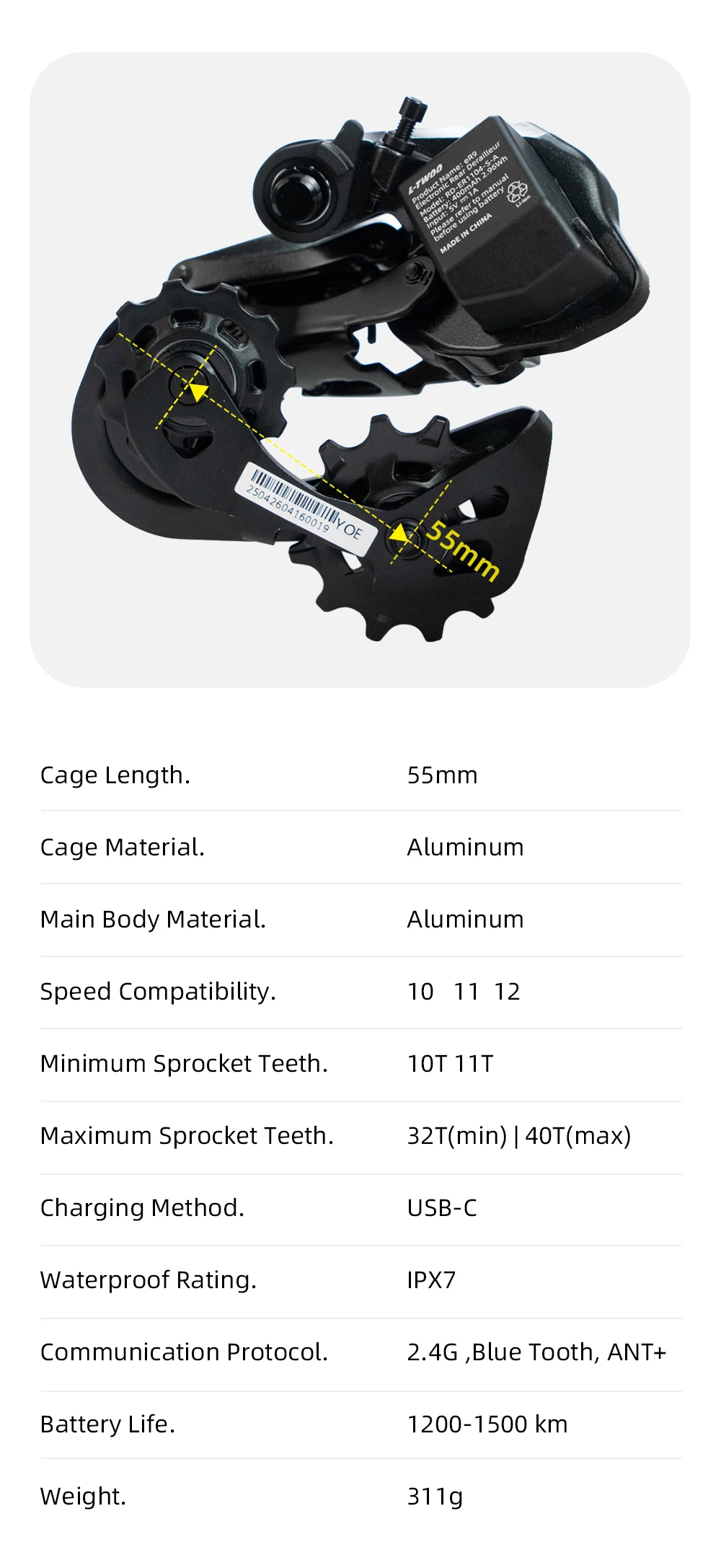 2026 LTWOO ER9 Wireless Electronic Shifting Groupset, Compatible with 10-12 Speed for 14-20 Inch Folding Bike/Flat Bar Road Bik