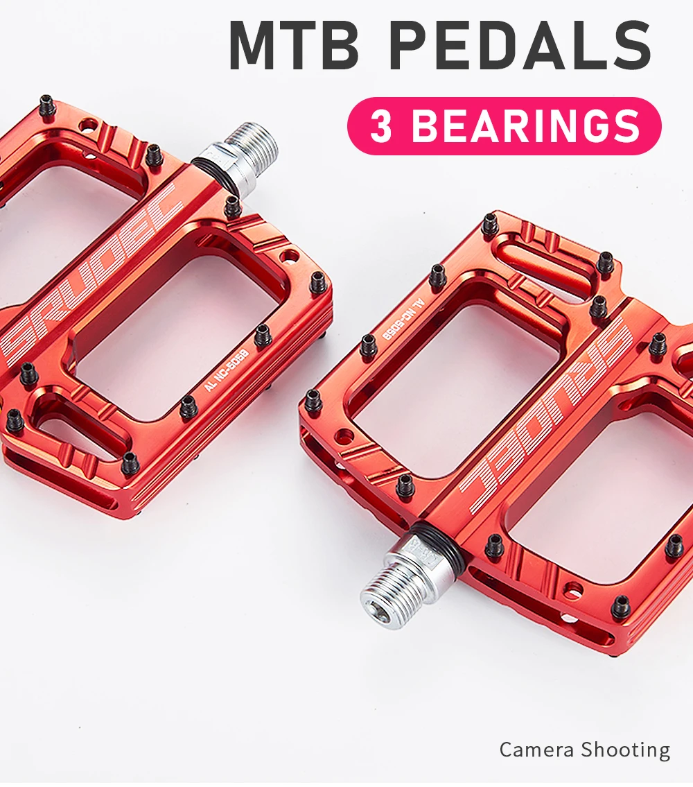 SRUOEC 3 Bearings Mountain Road Bike Sealed Bearing Pedals High Strength Non-Slip Pedals Bicycle Accessories