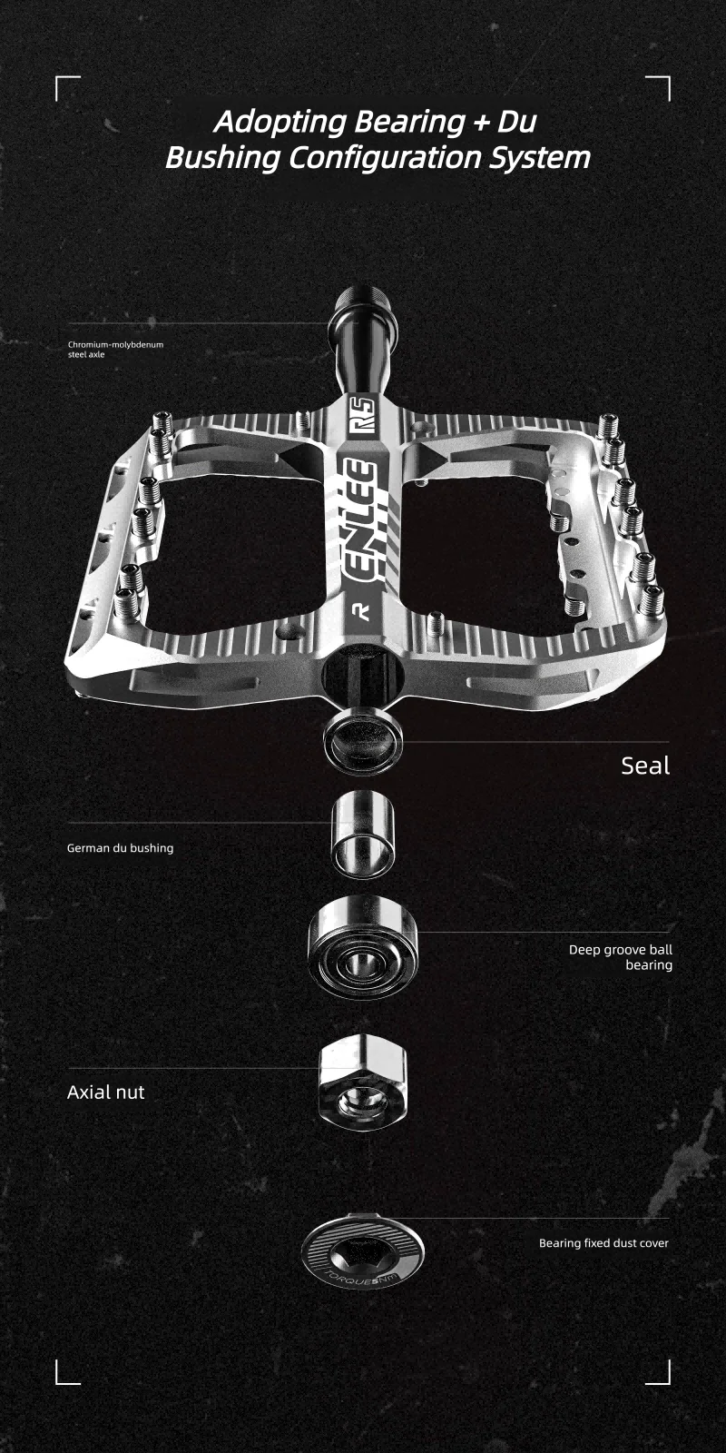 SRUOEC 3 Bearings Mountain Road Bike Sealed Bearing Pedals High Strength Non-Slip Pedals Bicycle Accessories