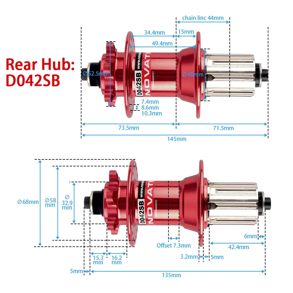 Novatec MTB Hub D041SB D042SB Mountain Bicycle Cube 28H 32H 36H Bike HG Bearing Cube 7 8 9 10 11 12 Speed Disc Brake QR Hub