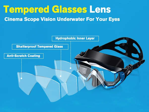 Adult Panoramic Diving Mask, High-Definition Glass LensDiving Mask , Silicone Leak-Proof Snorkel Mask