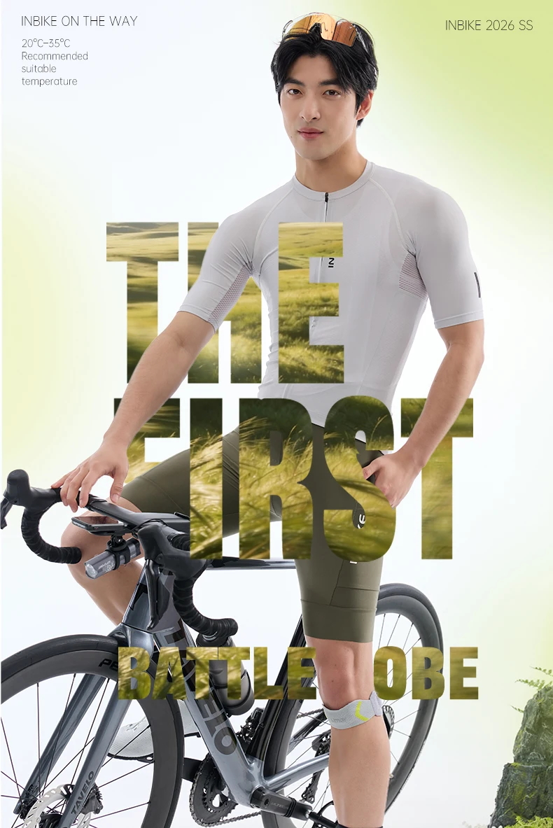 INBIKE Pro Men's Cycling Suit Short Sleeve Jersey Bib Shorts with Pockets Breathable Summer Road Bike Bicycle Clothing Quick Dry