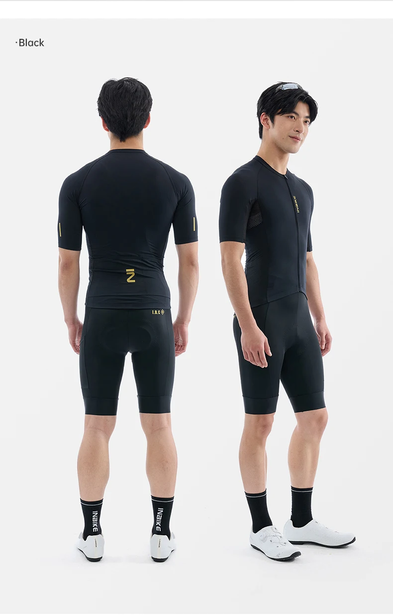 INBIKE Pro Men's Cycling Suit Short Sleeve Jersey Bib Shorts with Pockets Breathable Summer Road Bike Bicycle Clothing Quick Dry