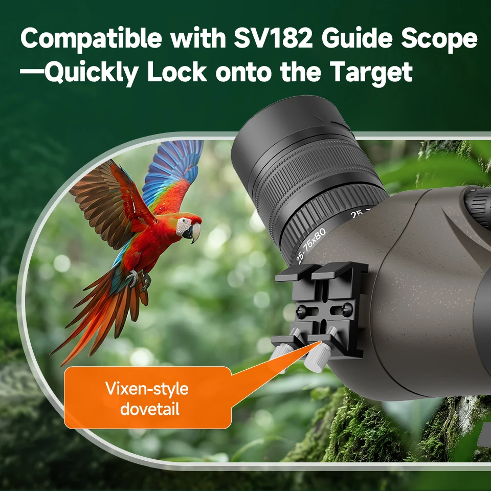 Svbony SV29 Telescope 25-75x80mm FMC Removable 1.25" Eyepiece Dovetail Slot Spotting Scope for Birdwatching Moon-viewing Camping
