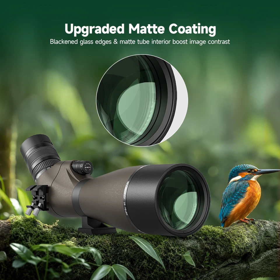 Svbony SV29 Telescope 25-75x80mm FMC Removable 1.25" Eyepiece Dovetail Slot Spotting Scope for Birdwatching Moon-viewing Camping