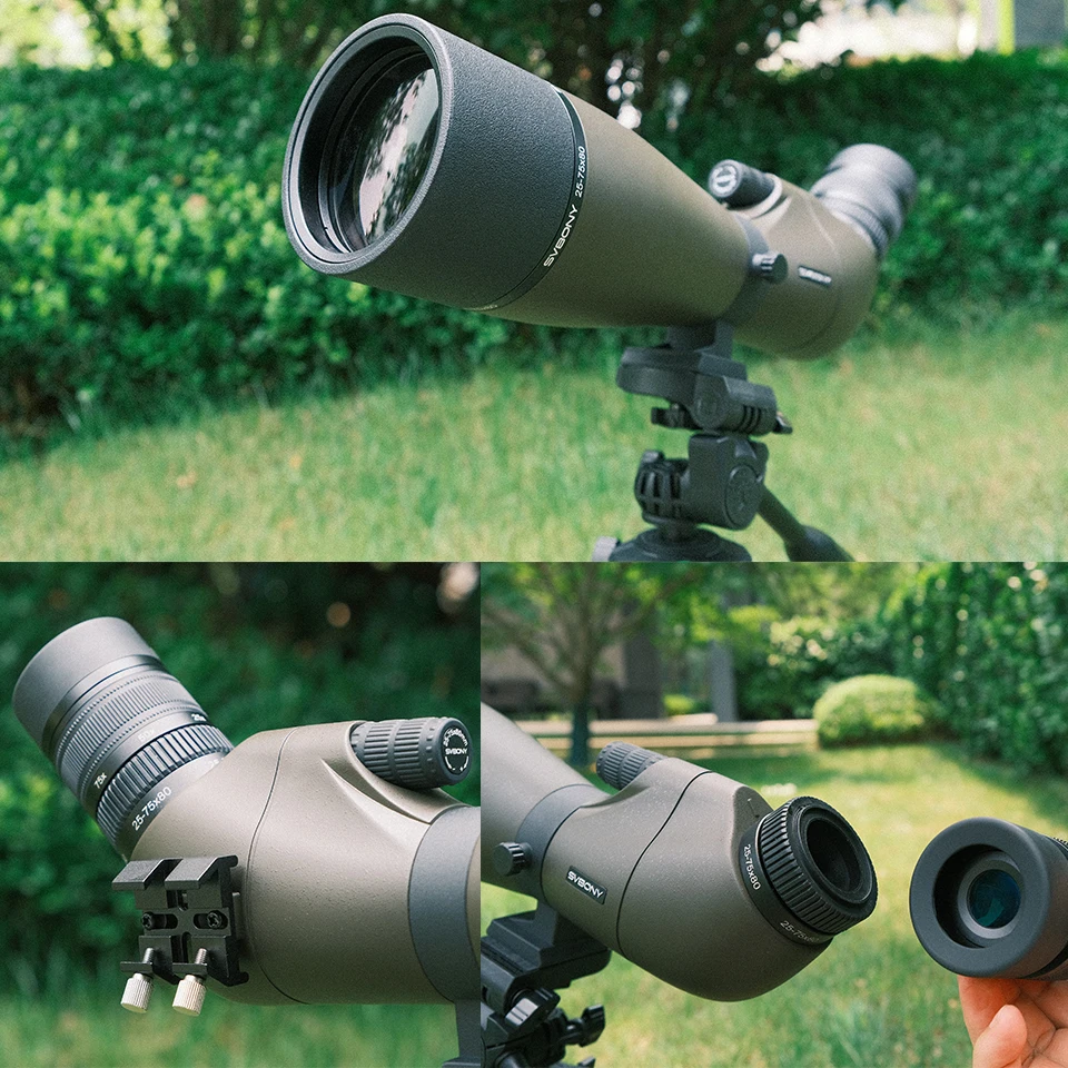 Svbony SV29 Telescope 25-75x80mm FMC Removable 1.25" Eyepiece Dovetail Slot Spotting Scope for Birdwatching Moon-viewing Camping