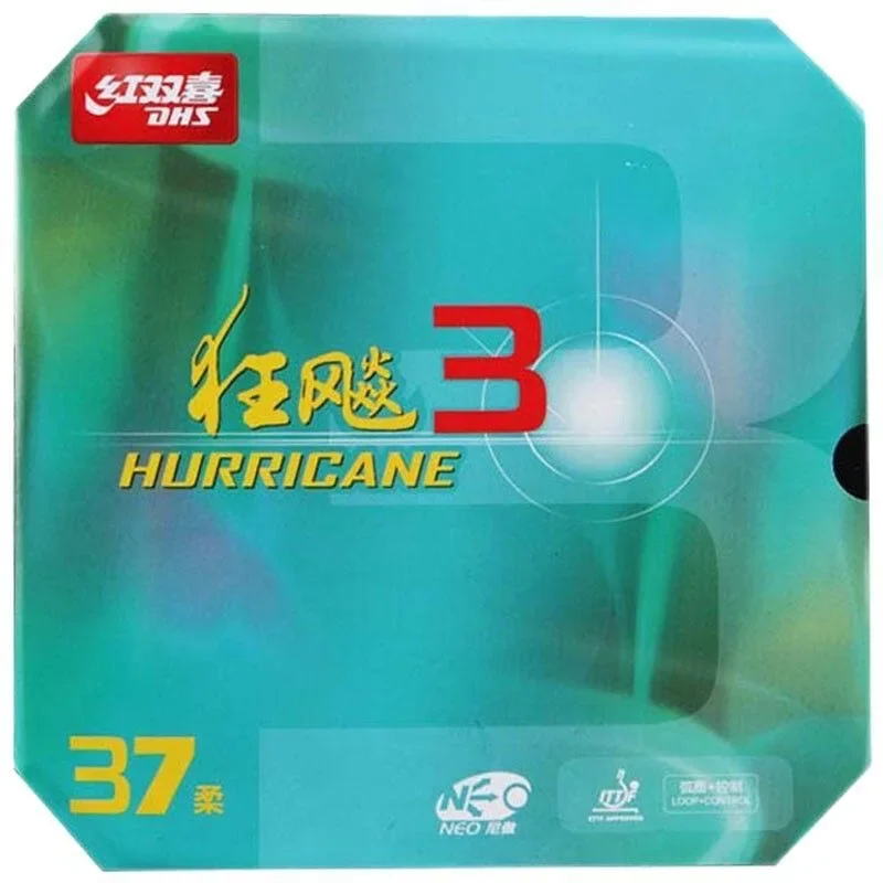 1 Pcs DHS Hurricane 3 NEO 37 Degrees Soft Table Tennis Rubber DHS Hurricane 3 37° Neo Soft Provincial Ping Pong Sponge