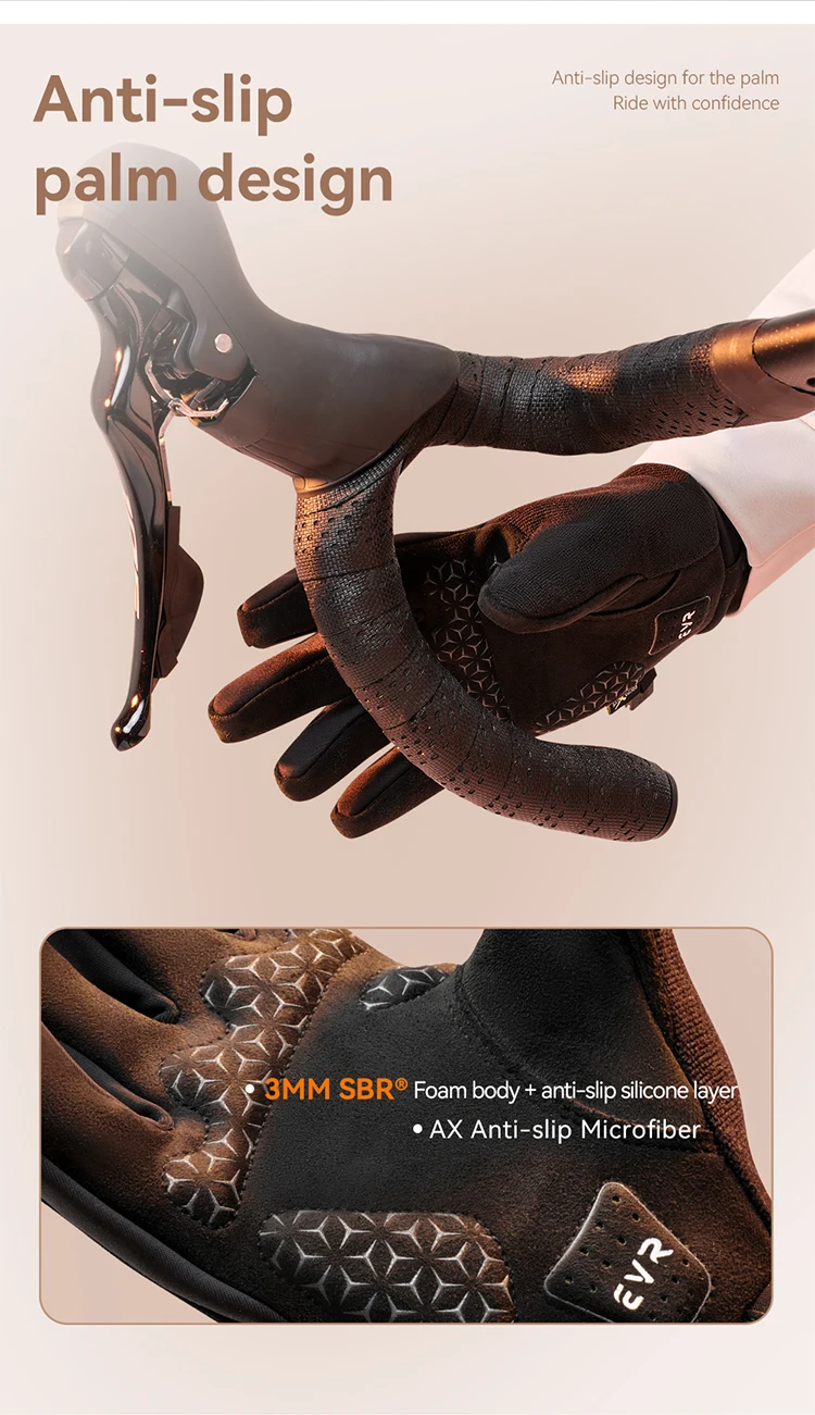 EVR Winter Cycling Gloves Windproof Fleece Thermal Full Finger Bike Gloves Men's Women's Road MTB Cycling Gloves Outdoor Sports