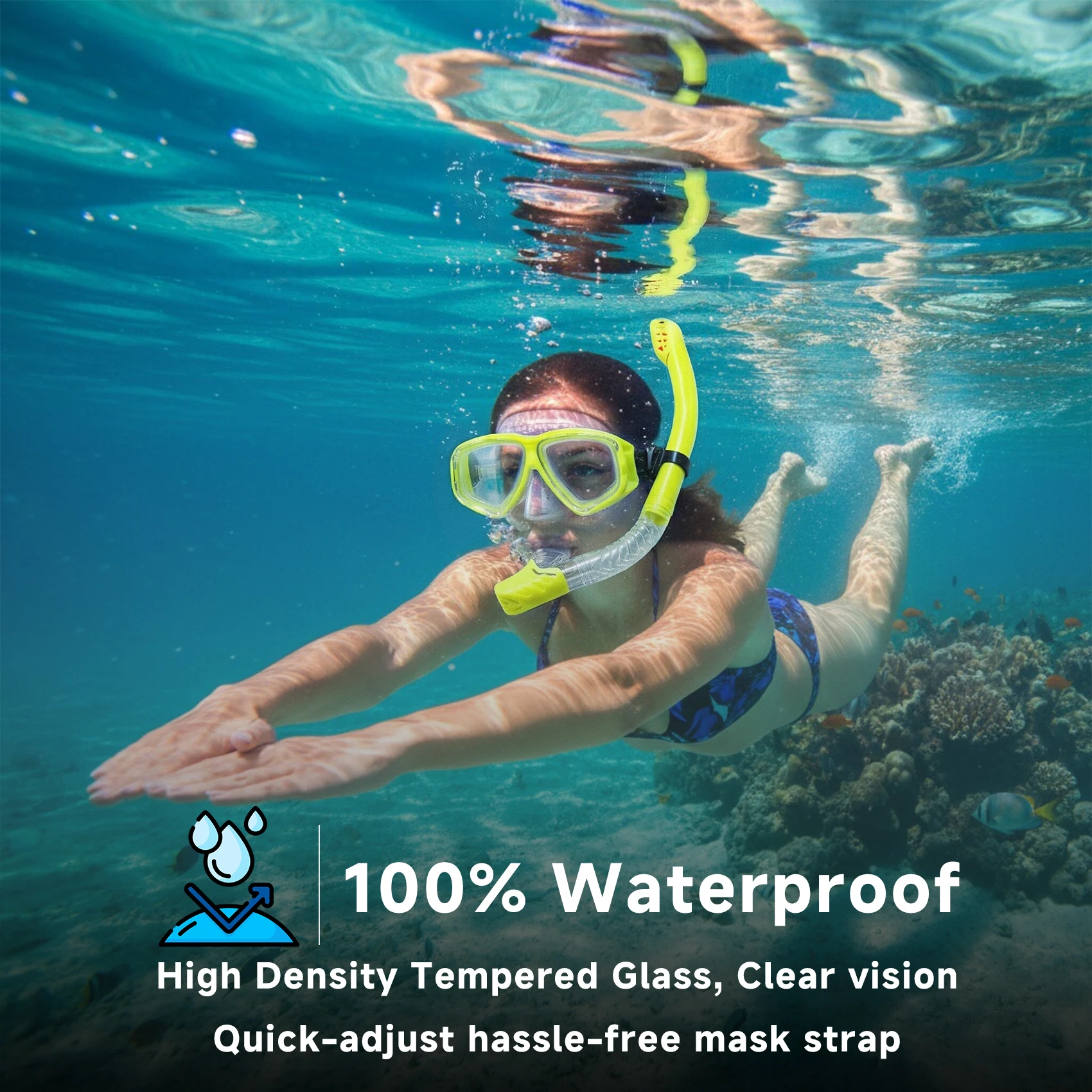 Optical Diving Gear Kit Myopia Snorkel Set, Different Strength for Each Eye, Nearsighted Dry Top Scuba Mask