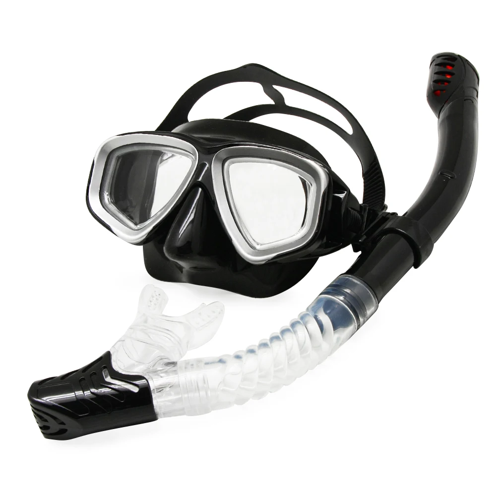 Optical Diving Gear Kit Myopia Snorkel Set, Different Strength for Each Eye, Nearsighted Dry Top Scuba Mask