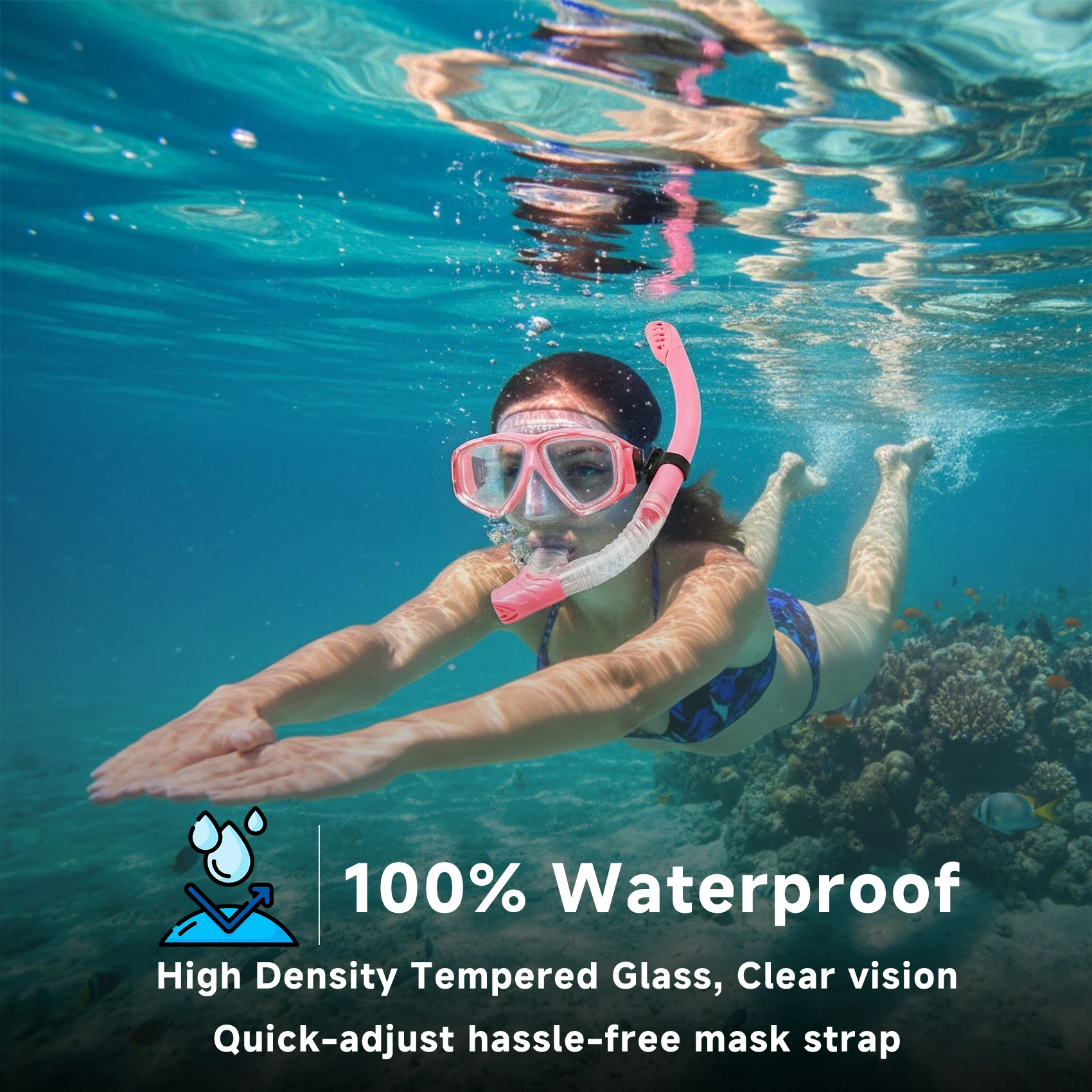 Optical Diving Gear Kit Myopia Snorkel Set, Different Strength for Each Eye, Nearsighted Dry Top Scuba Mask