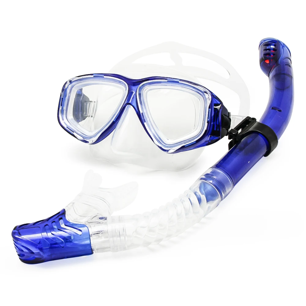 Optical Diving Gear Kit Myopia Snorkel Set, Different Strength for Each Eye, Nearsighted Dry Top Scuba Mask