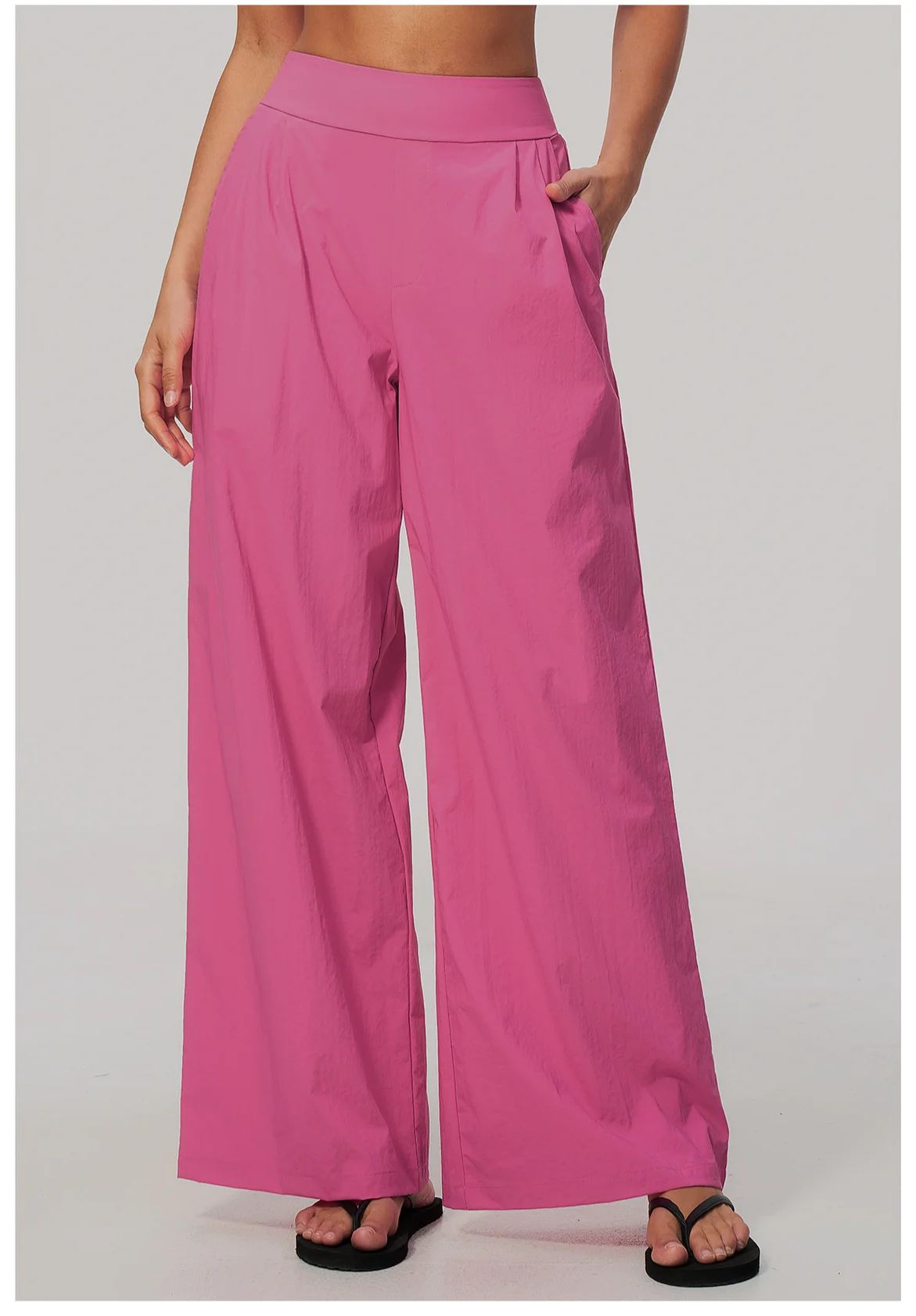 Women Pleated Wide Leg Pants Fitness Running Yoga Pants High Waist Gym Workout Straight Leggings Pilates Running Sports Trousers