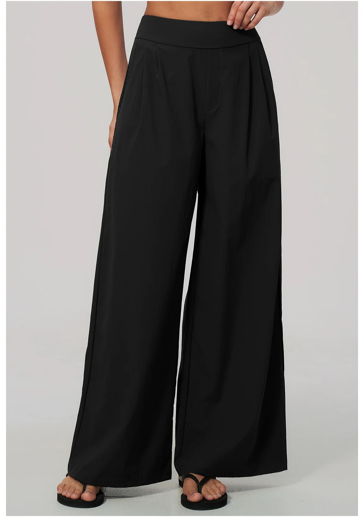 Women Pleated Wide Leg Pants Fitness Running Yoga Pants High Waist Gym Workout Straight Leggings Pilates Running Sports Trousers