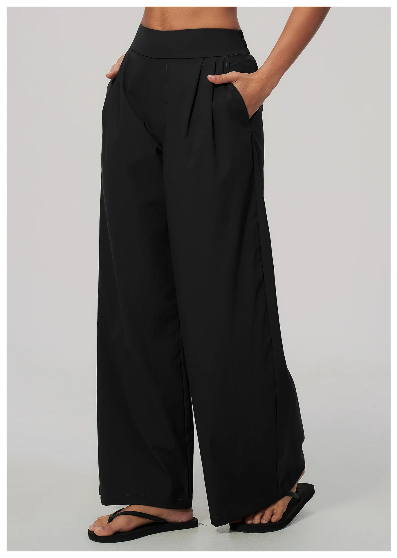 Women Pleated Wide Leg Pants Fitness Running Yoga Pants High Waist Gym Workout Straight Leggings Pilates Running Sports Trousers