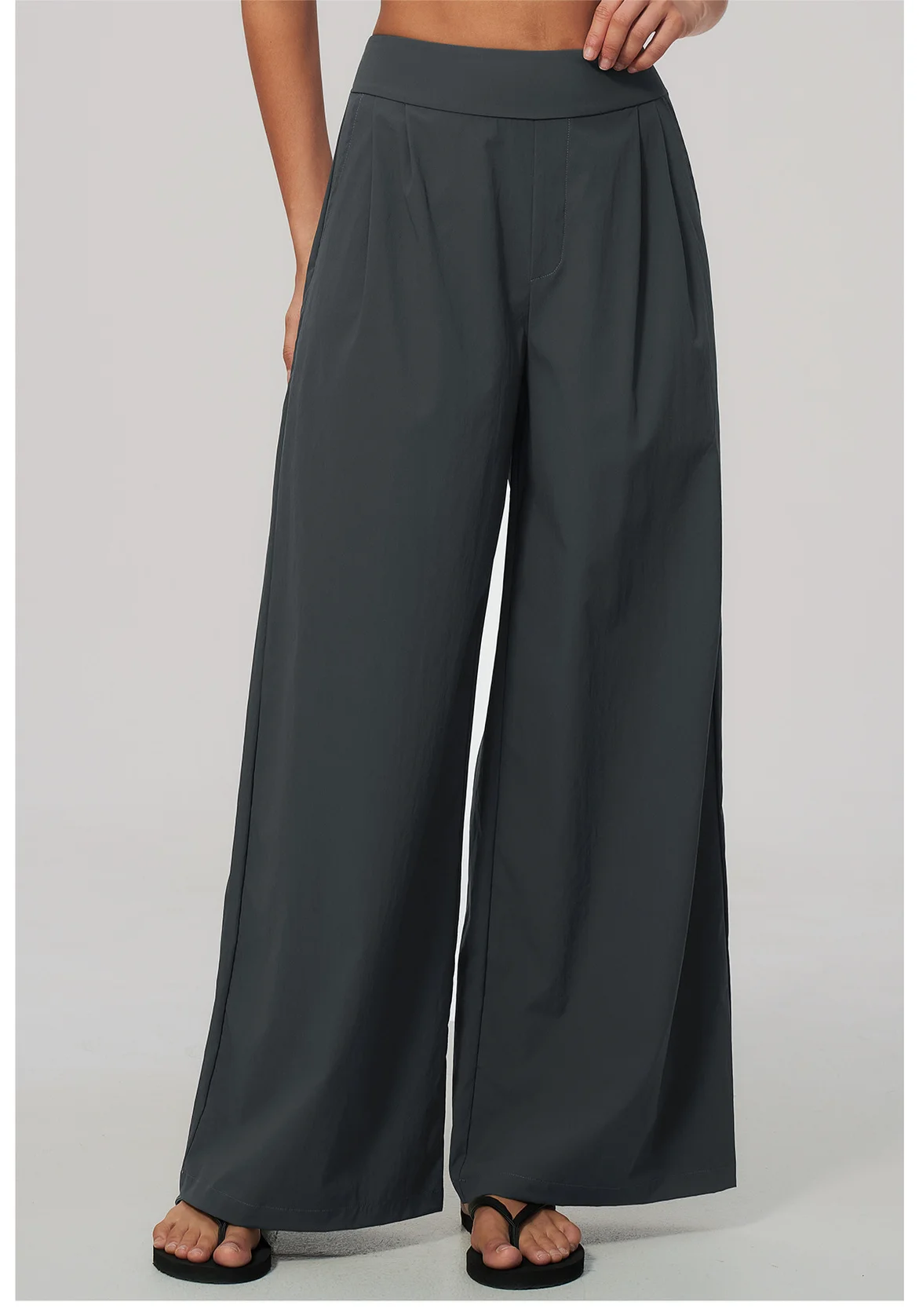 Women Pleated Wide Leg Pants Fitness Running Yoga Pants High Waist Gym Workout Straight Leggings Pilates Running Sports Trousers