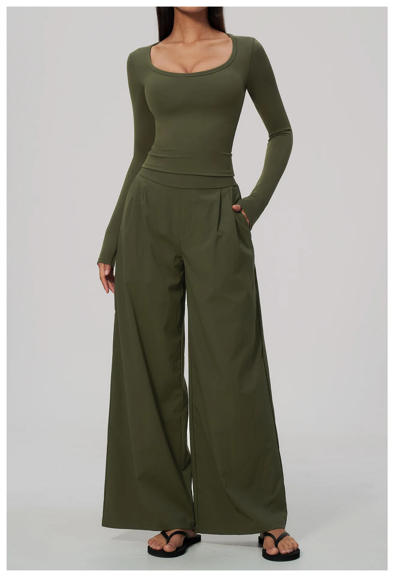 Women Pleated Wide Leg Pants Fitness Running Yoga Pants High Waist Gym Workout Straight Leggings Pilates Running Sports Trousers
