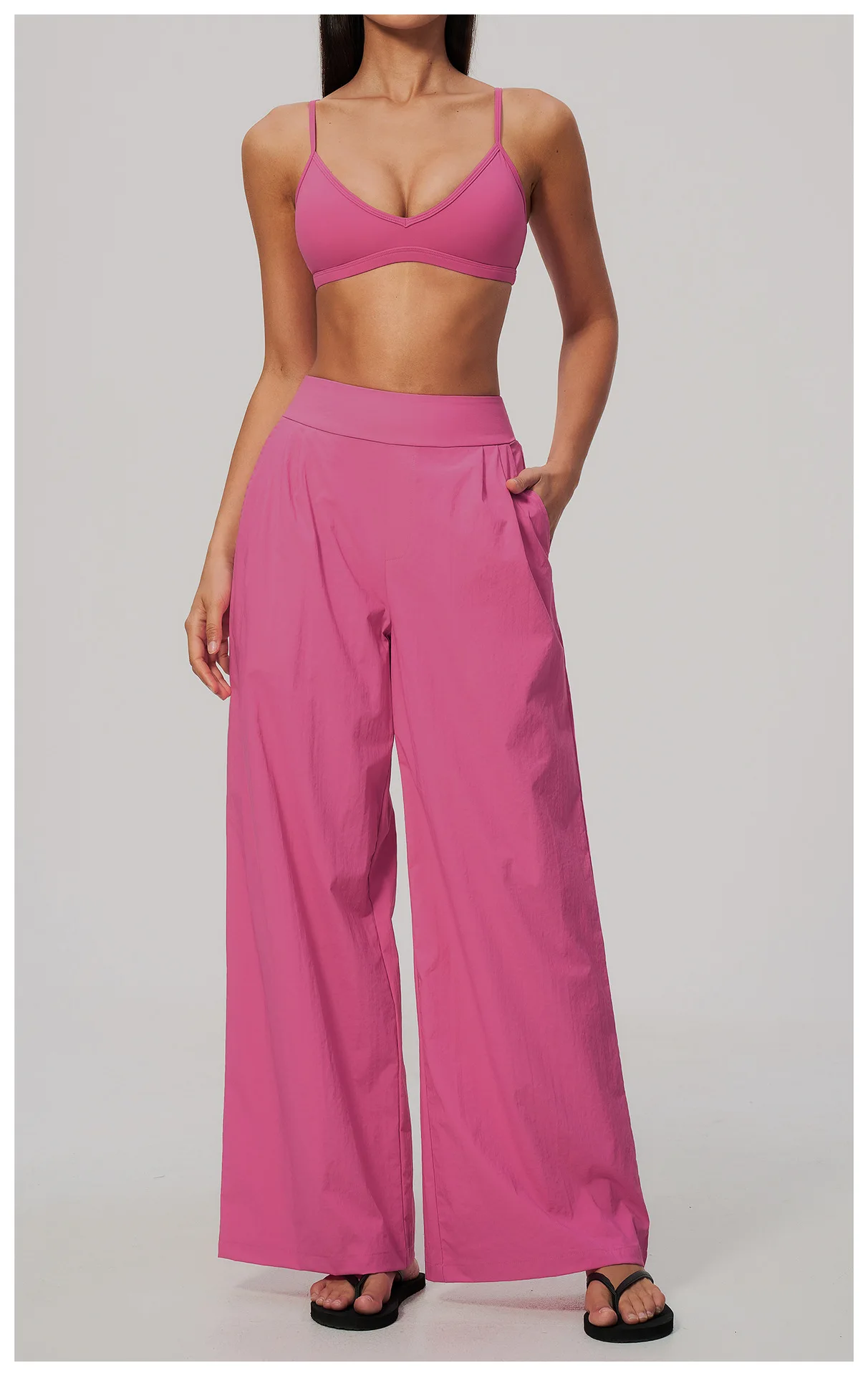 Women Pleated Wide Leg Pants Fitness Running Yoga Pants High Waist Gym Workout Straight Leggings Pilates Running Sports Trousers