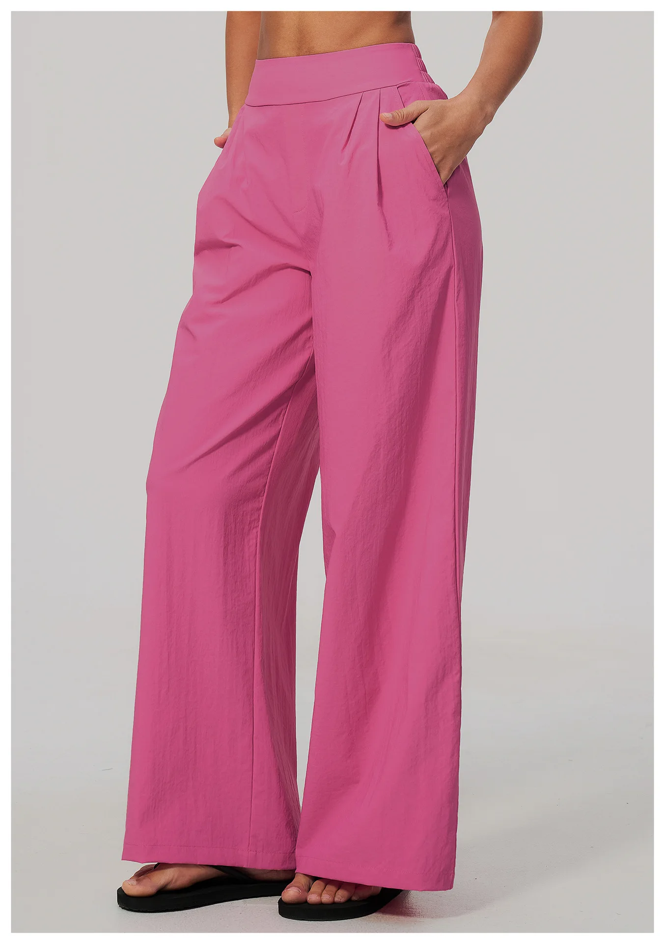 Women Pleated Wide Leg Pants Fitness Running Yoga Pants High Waist Gym Workout Straight Leggings Pilates Running Sports Trousers
