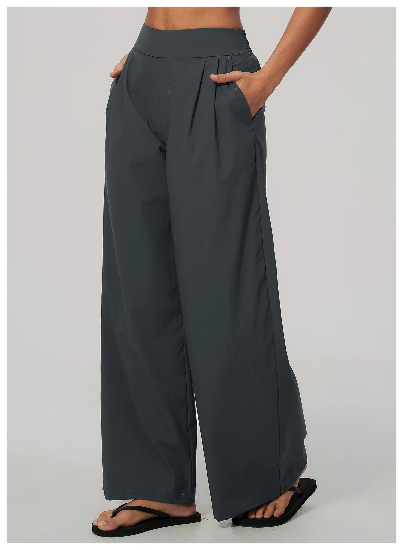 Women Pleated Wide Leg Pants Fitness Running Yoga Pants High Waist Gym Workout Straight Leggings Pilates Running Sports Trousers