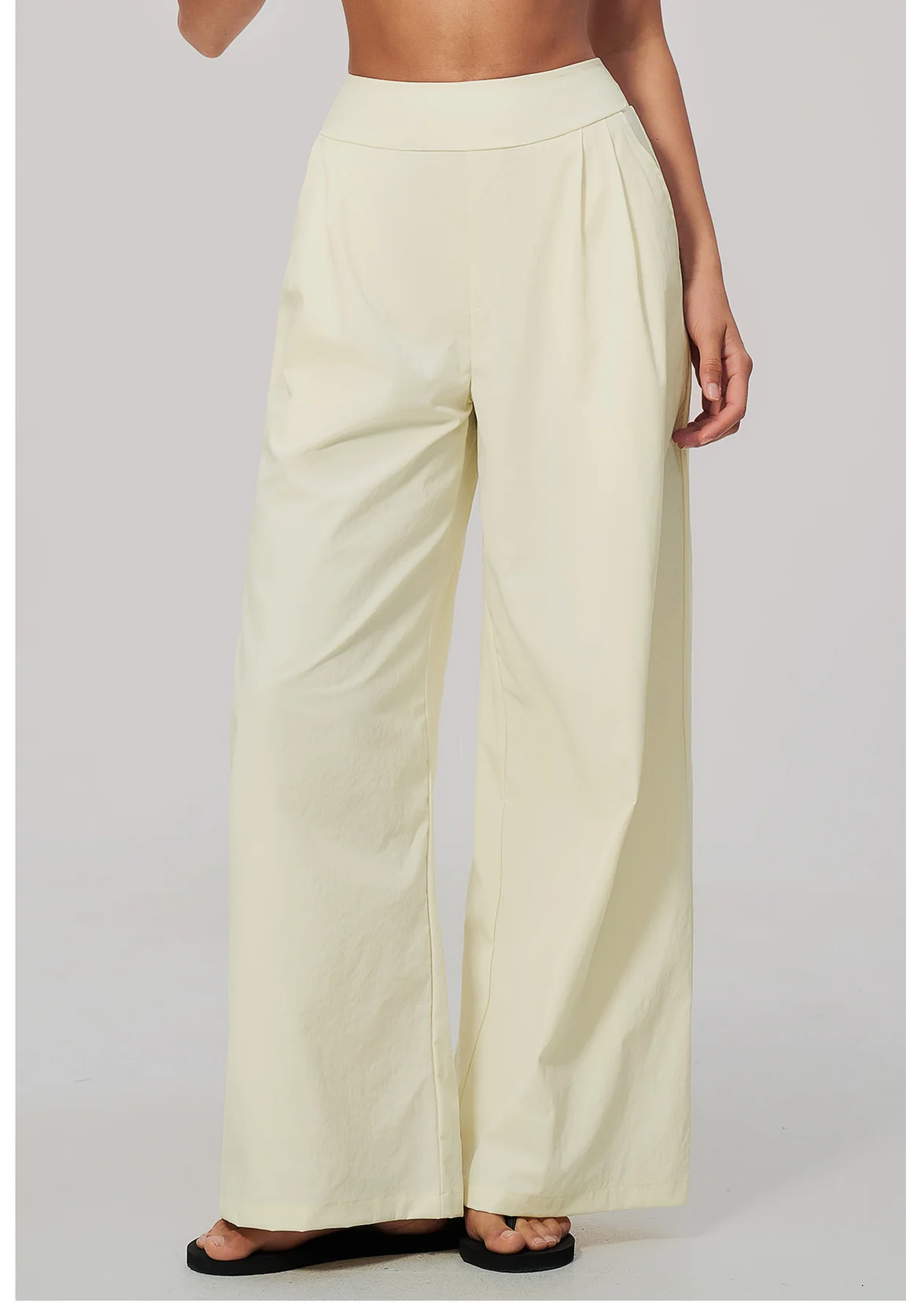 Women Pleated Wide Leg Pants Fitness Running Yoga Pants High Waist Gym Workout Straight Leggings Pilates Running Sports Trousers