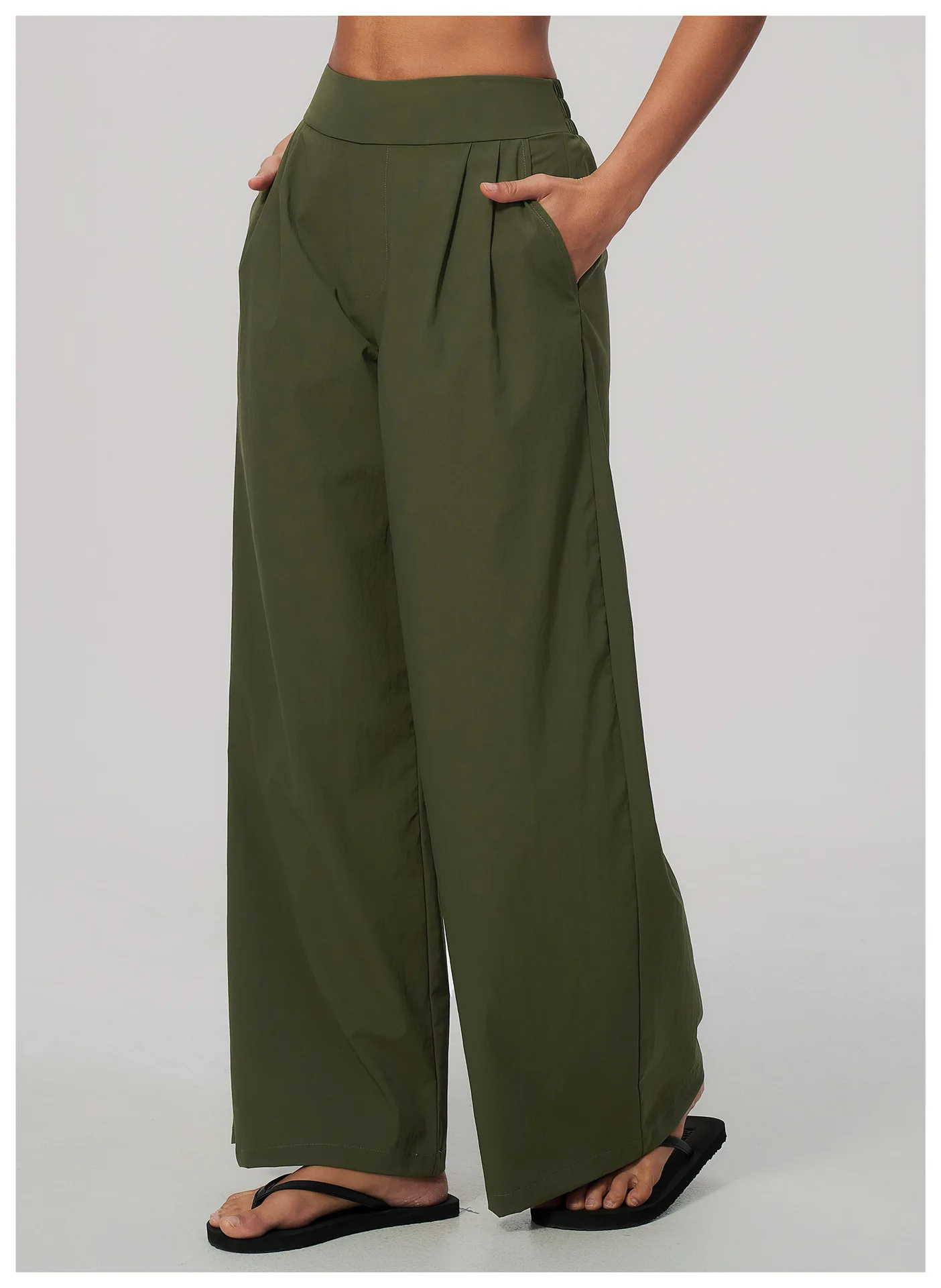 Women Pleated Wide Leg Pants Fitness Running Yoga Pants High Waist Gym Workout Straight Leggings Pilates Running Sports Trousers