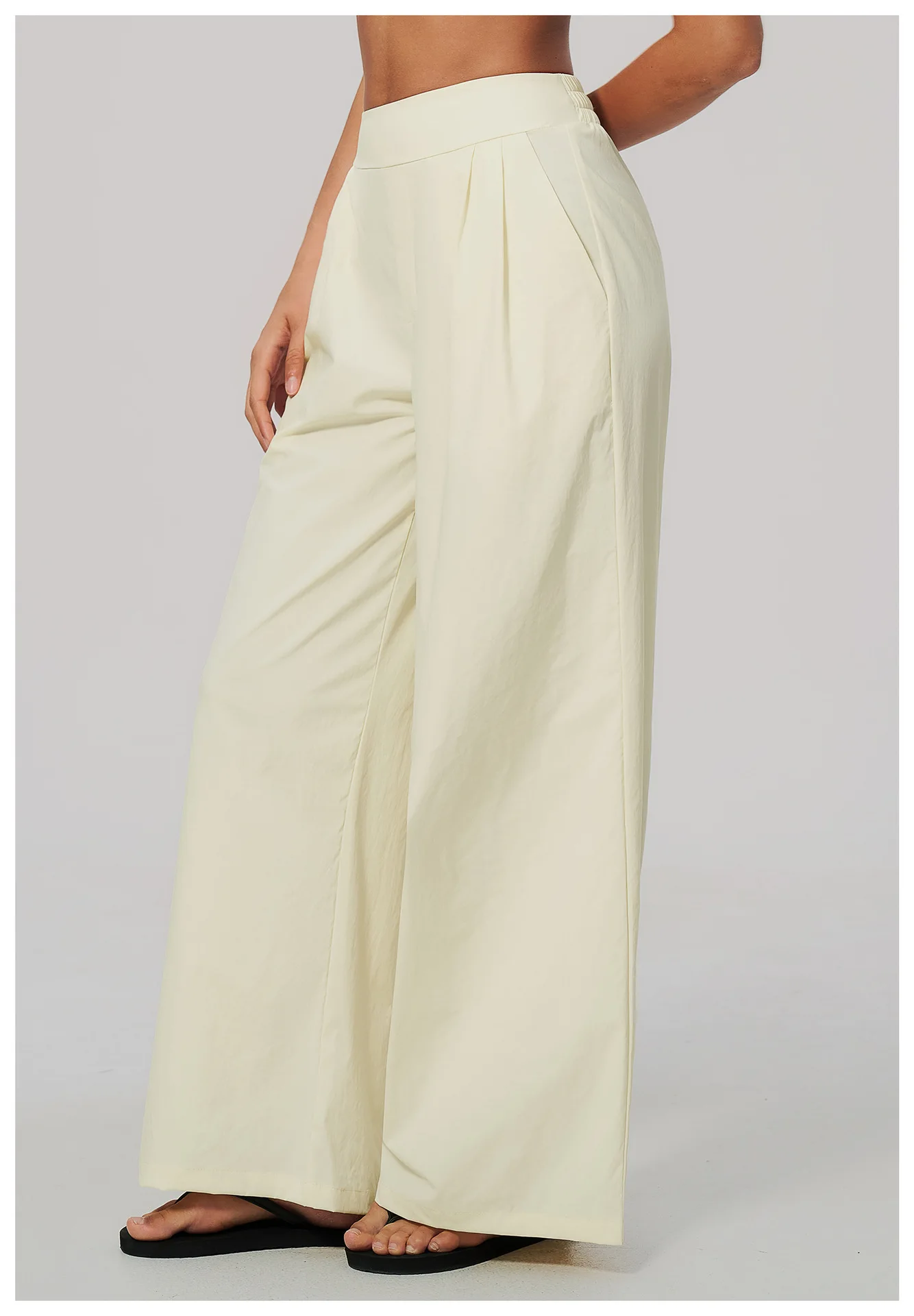 Women Pleated Wide Leg Pants Fitness Running Yoga Pants High Waist Gym Workout Straight Leggings Pilates Running Sports Trousers