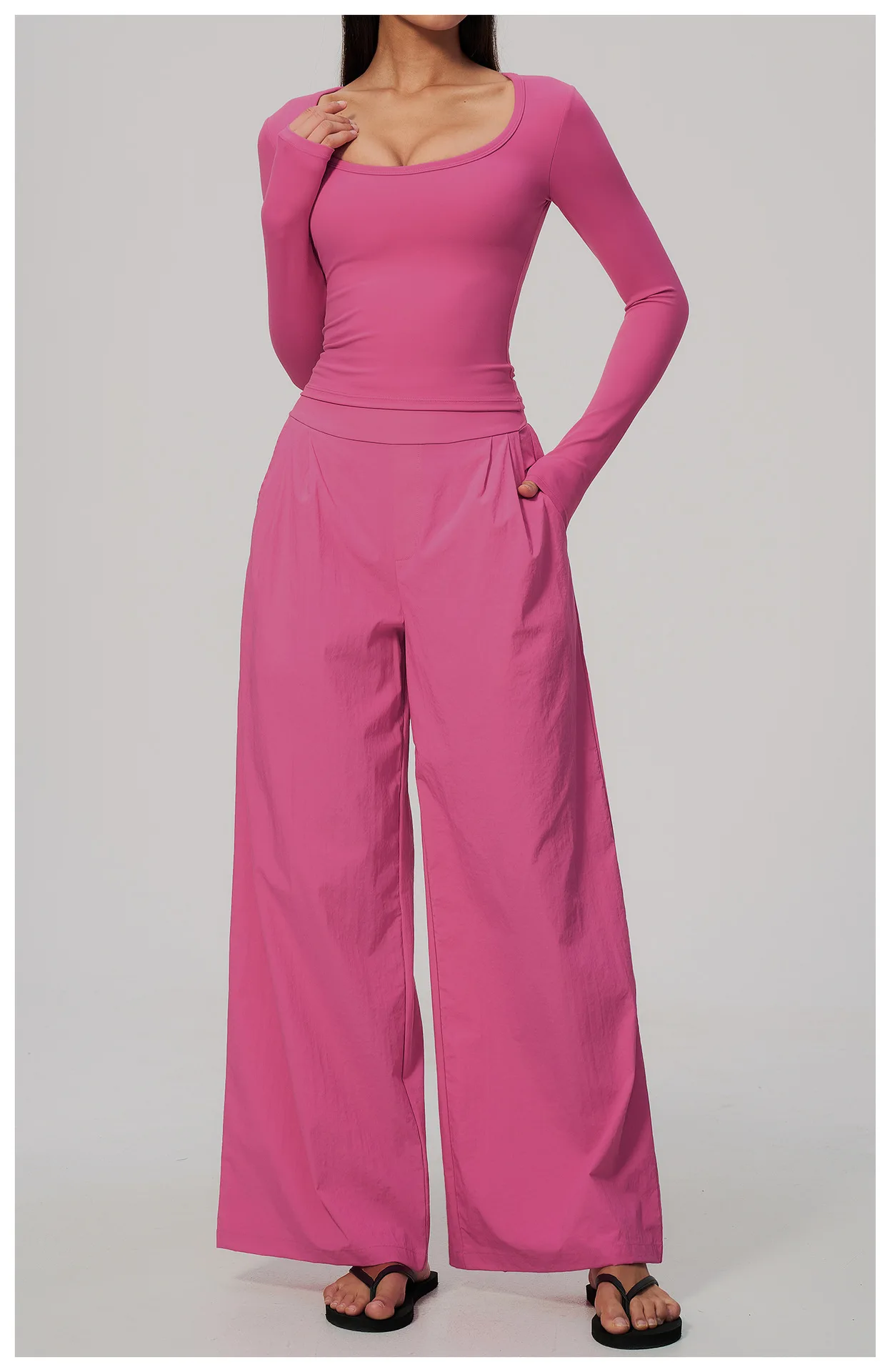 Women Pleated Wide Leg Pants Fitness Running Yoga Pants High Waist Gym Workout Straight Leggings Pilates Running Sports Trousers