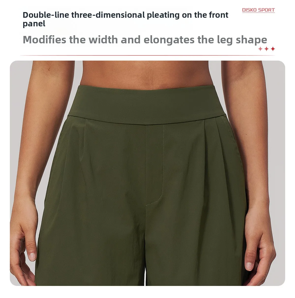 Women Pleated Wide Leg Pants Fitness Running Yoga Pants High Waist Gym Workout Straight Leggings Pilates Running Sports Trousers