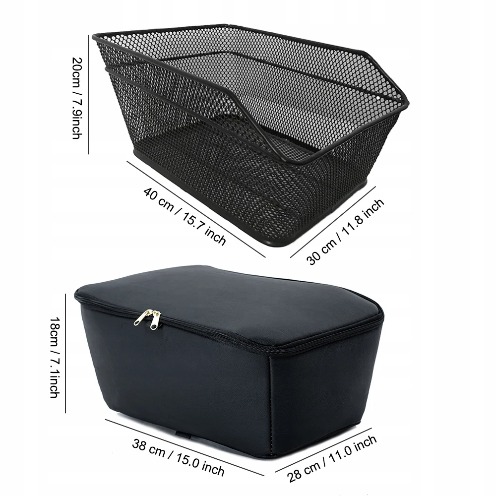 Waterproof Rear Bike Basket 10kg – Black Foldable Bicycle Cargo Rack Bag, Quick Release, 20L for Shopping & Storage